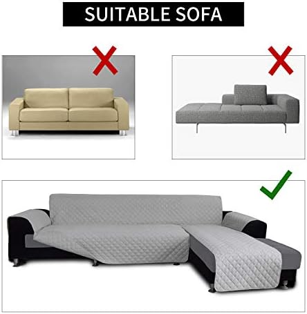 Easy-Going Reversible L-Shape Sectional Couch Cover, Light Gray - Image 4