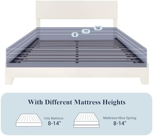 Allewie Queen Size Upholstered Bed Frame Adjustable Headboard - Image 7