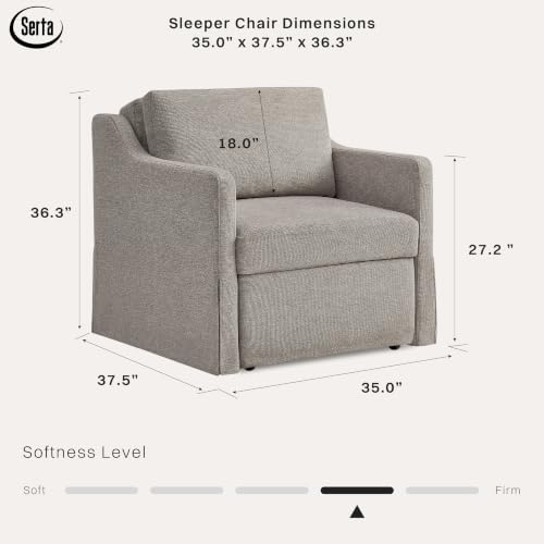 Serta Hawthorne 35" Slipcovered Convertible Accent Chair, Cot Size, Dreamcoil - Image 2