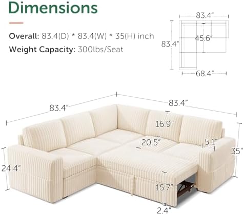 HONBAY Modular Sectional Sleeper Sofa - Image 2