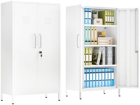 pozdeg 47.24" White Lockable Small Metal Storage Locker by pozdeg