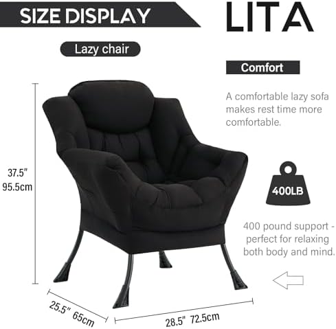 LITA Lazy Chair, Comfy Accent Reading Chair - Image 3