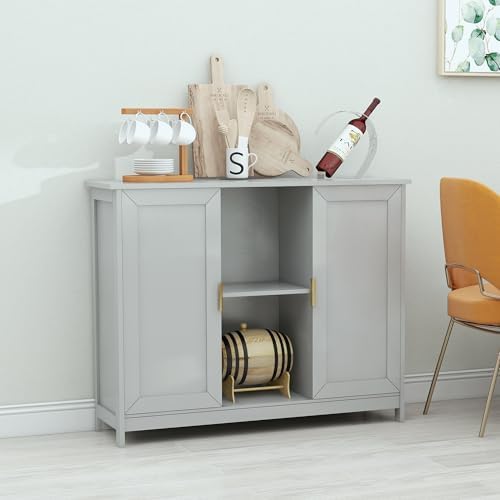 TaoHFE Grey Kitchen Pantry, Modern Wooden Small Credenza Sideboard by TAOHFE