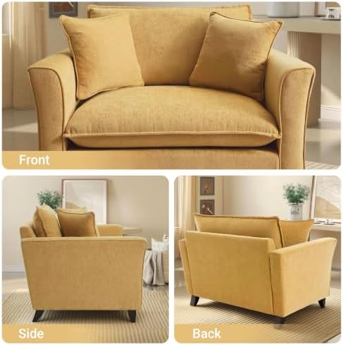 ERYE 46.9" Chenille Upholstered Accent Chair Wide Seat - Image 5