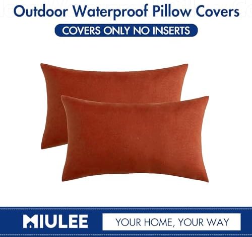 MIULEE Decorative Outdoor Pillow Covers Fall Lumbar 12x20 Burnt Orange - Image 6