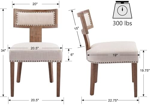 VESCASA Mid Century Modern Dining Chairs Set of 4, Upholstered Linen Dining - Image 2
