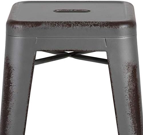 Flash Furniture Kai Commercial Grade 4 Pack 30" High Backless Distressed Silver - Image 6