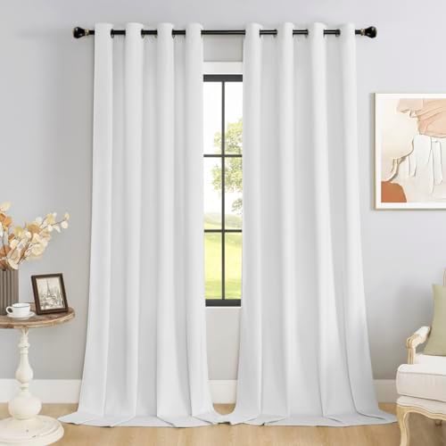 SMILETIME White 84 in Long Velvet Curtains by SMILETIME