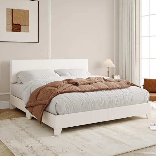 Allewie Queen Size Upholstered Bed Frame Adjustable Headboard - Image 3