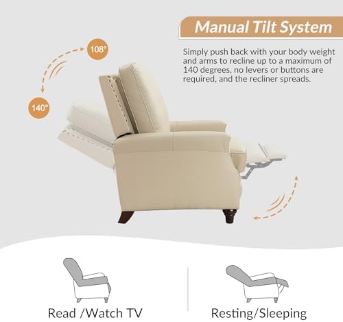HULALA HOME Genuine Leather Manual Recliners Set of 2 - Image 4