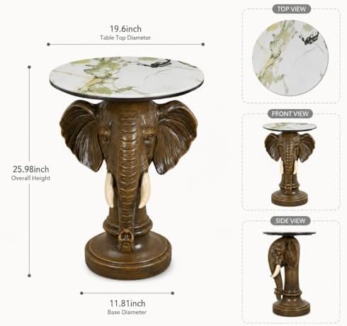 Elephant Head Accent End Table, Side Table - Image 2
