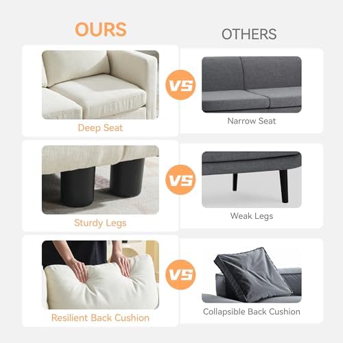 WUTUTUEE 58'' Modular Sectional Loveseat Sofa, Modern Love Seat 2 Seater Sofa - Image 5