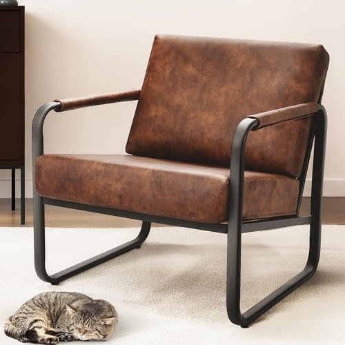 PrimeZone Faux Leather Mid-Century Modern Accent Chair by PrimeZone