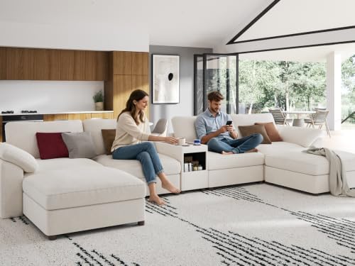 EASE MOOSE U Shape Modular Sectional Sofa White Oversized Deep Seat Couch - Image 6