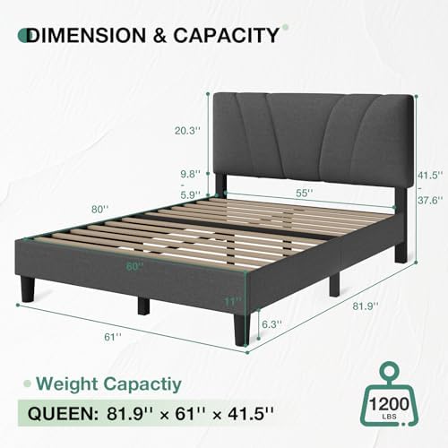 Novilla Queen Size Bed Frame Upholstered Queen Bed Frame - Image 2