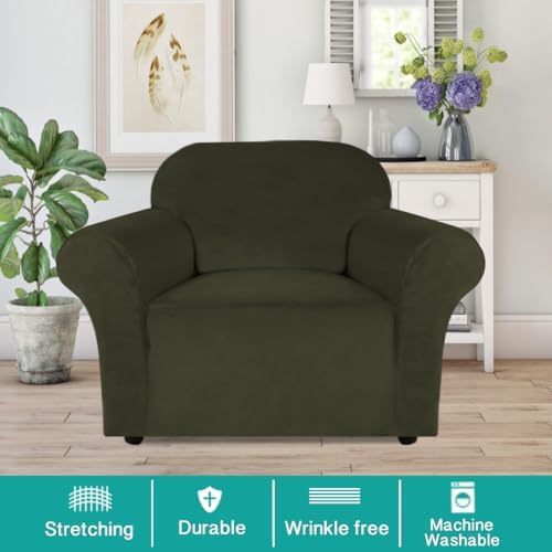 Turquoize Stretch Velvet Chair Cover Sofa Covers - Image 2