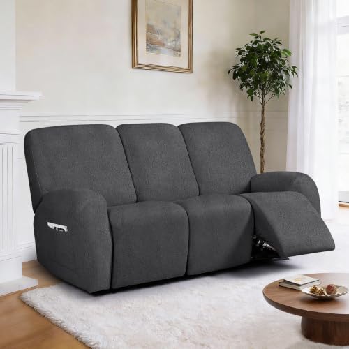 ANARACHON Leather Look Recliner Couch Cover, 8-Pieces Stretch Recliner Sofa - Image 2