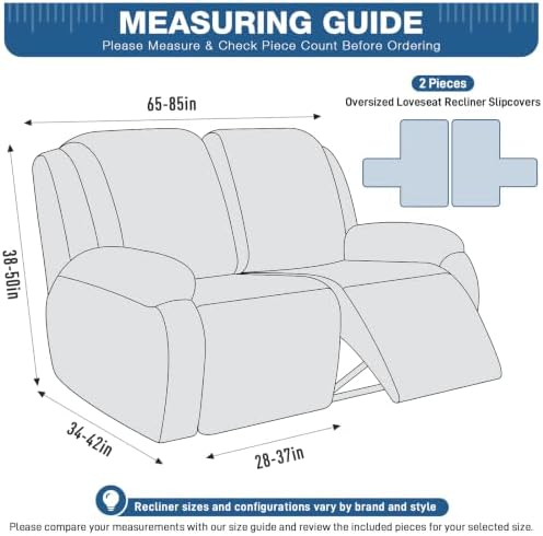 TAOCOCO Recliner Loveseat Cover Oversized, Stretch Jacquard Reclining Loveseat - Image 2