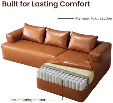 96" Leather Sectional Couches for Living Room L-Shaped, Left Facing - Image 6