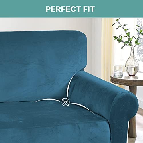 Turquoize Velvet Couch Covers Stretch Oversized Sofa Cover - Image 4