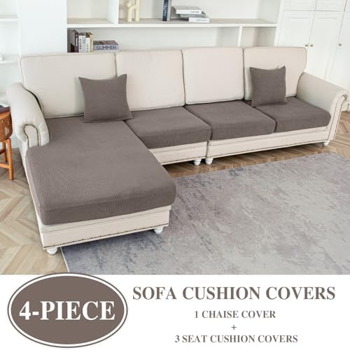 LA MEACK Couch Cushion Covers for Sectional Sofa L Shape Washable Separate Seat - Image 2