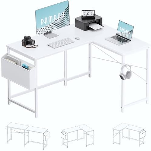 Pamray 47 Inch Reversible L Shaped Gaming Desk Corner Computer Desk - Image 3