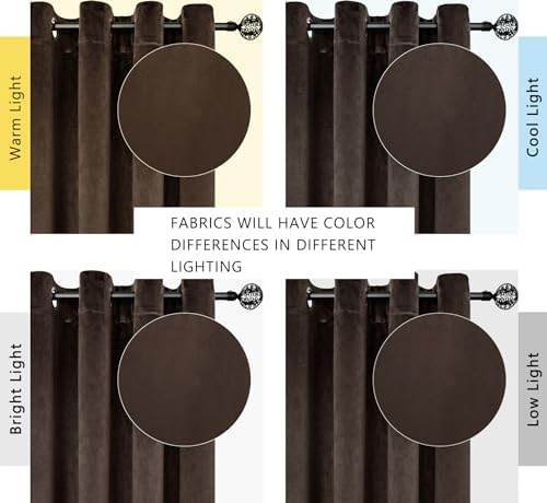 SMILETIME Brown Velvet Curtains 52"x63" Grommet 2 Panels - Image 6