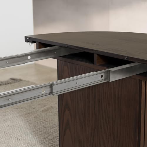 Transformer Table Solid Wood Extendable Round Dining Table Set, Dark Brown - Image 5