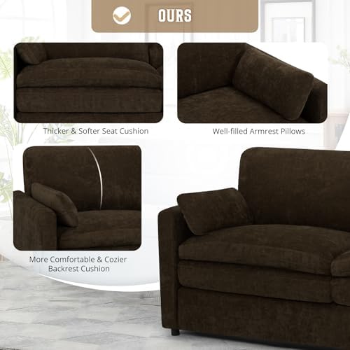 Comfy Chenille Sofa Set with Well-Filled Pillows - Image 5