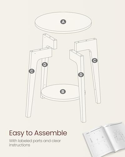 VASAGLE Round Side Table with Lower Shelf, End Table - Image 6