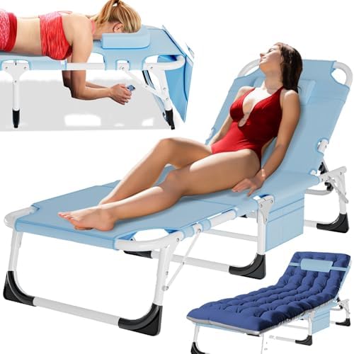 MOPHOTO Folding Chaise Lounge, 5-Position Tanning Chair by MOPHOTO