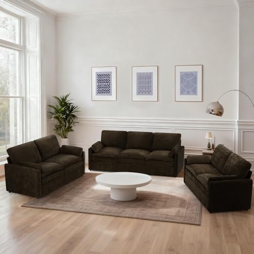 3 Pieces Chenille Sofa Set w/Two Arm Pillows by ACMEASE