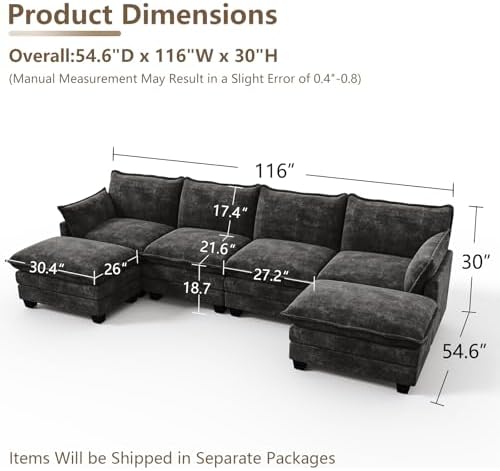 Modular Sectional Couch for Living Room, U Shaped Comfy Sofa - Image 2