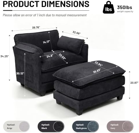 39.5" Modern Oversized Accent Chair - Image 2