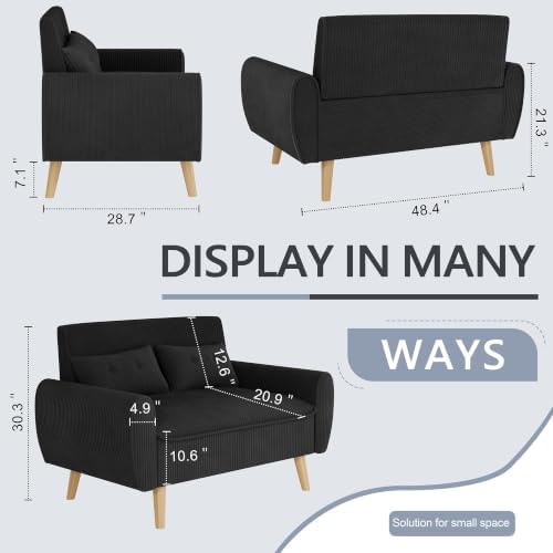 Shintenchi 48'' Loveseat Sofa, Mid-Century Modern Upholstered Couch Deep Seat - Image 2