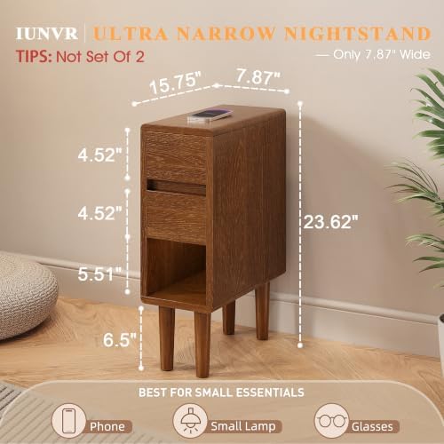 Narrow Nightstand 2 Drawers - Image 2