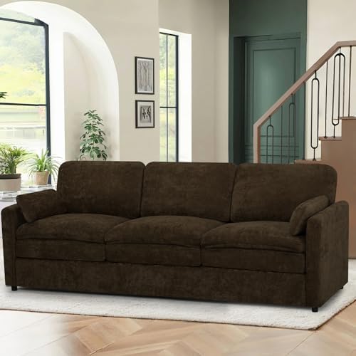 89” Chenille 3-Seater Sofa w/Two Arm Pillows - Image 6