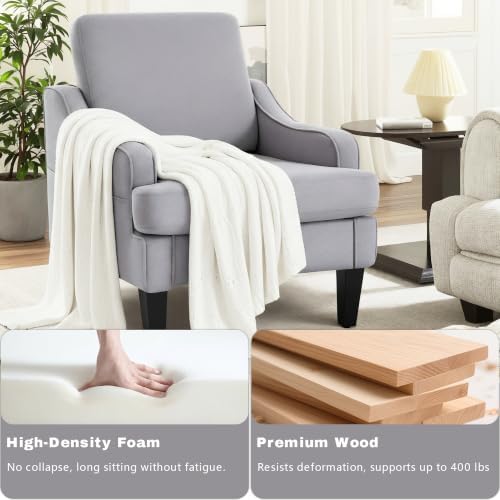 Mid-Century Accent Chair, Comfy Arm Chair Upholstered Living Room Chair - Image 3