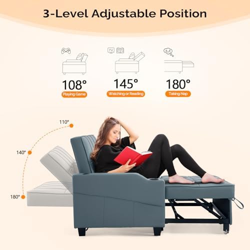 VINGLI Convertible Loveseat Sleeper Sofa Bed, Pullout Couch - Image 6