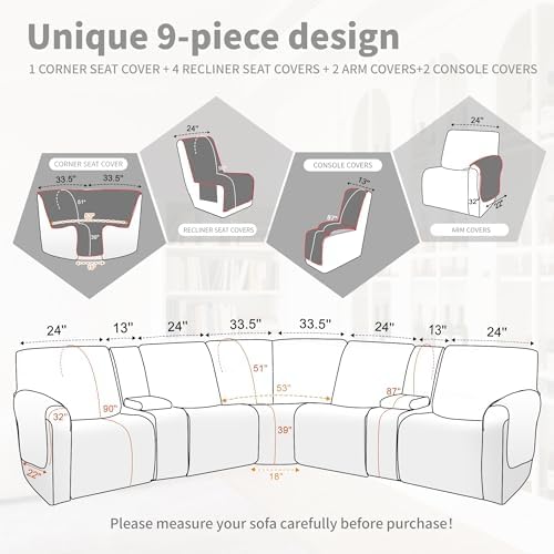 Waterproof Sectional Reclining Couch Covers L Shaped Recliner Sectional Sofa - Image 3