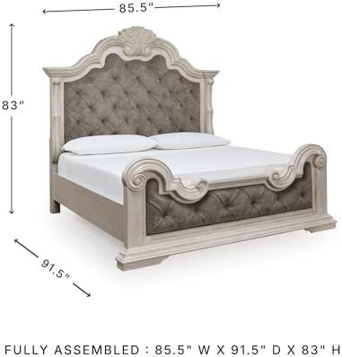 Signature Design by Ashley King Upholstered Panel Bed, Antique White - Image 3