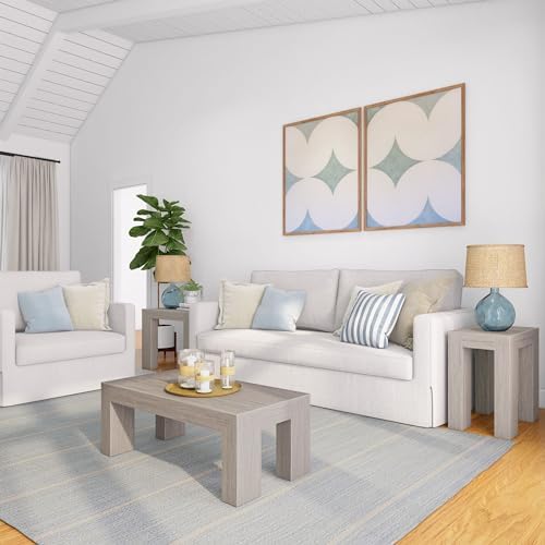 Plank+Beam Modern Coffee Table, 40 Inch, Rectangular, Seashell Wirebrush - Image 7