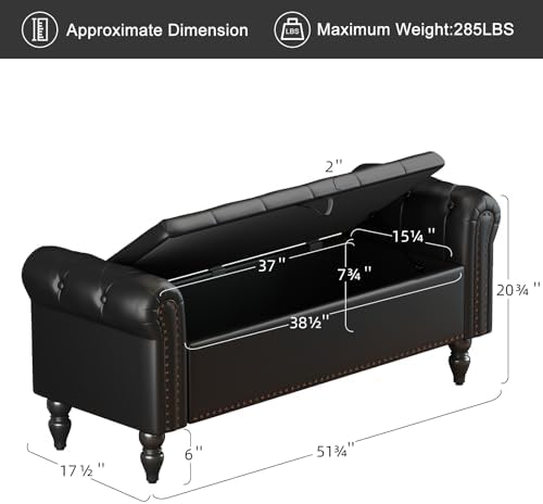 Furniliving 51” End of Bed Bench, Bedroom Bench - Image 3