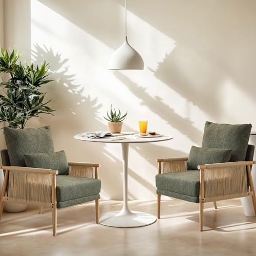 VINGLI Boho Braid Accent Armchairs Set of 2, Mid-Century Modern Chiars by VINGLI