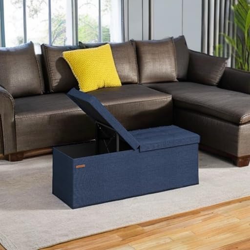 SONGMICS 43.3 Inches Storage Ottoman, Foldable Bench - Image 2