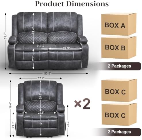2+1+1 Seater Recliner Sofa Set, Loveseat Recliner Wall Hugger - Image 2