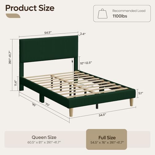 Bestier Full Bed Frame with Adjustable Headboard, LED Light - Image 2