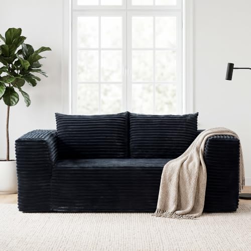 TeQsli Loveseat Boneless Sofa, Cloud Corduroy Deep Seat Couch, No Assembly by TEQSLI