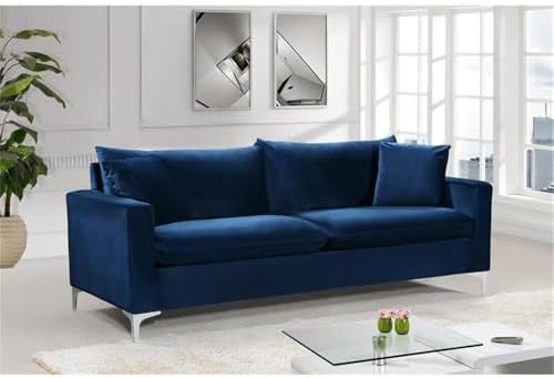 Meridian Furniture Naomi Collection Modern | Contemporary Navy Velvet - Image 5