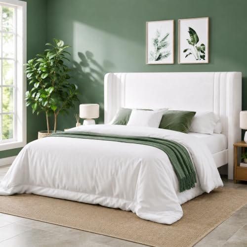 Allewie King Size Velvet Platform Bed Frame, Tall Wingback Headboard - Image 3